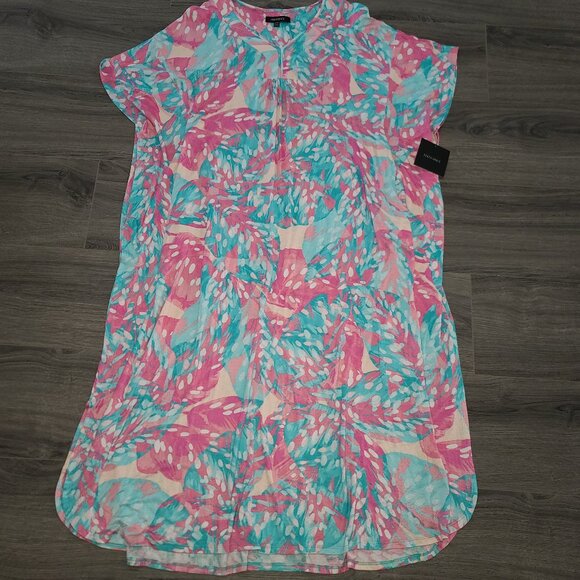 NWT Ellen Tracy size S/M Floral Jersey Maxi Dress Caftan Summer Cover-Up - Picture 1 of 5